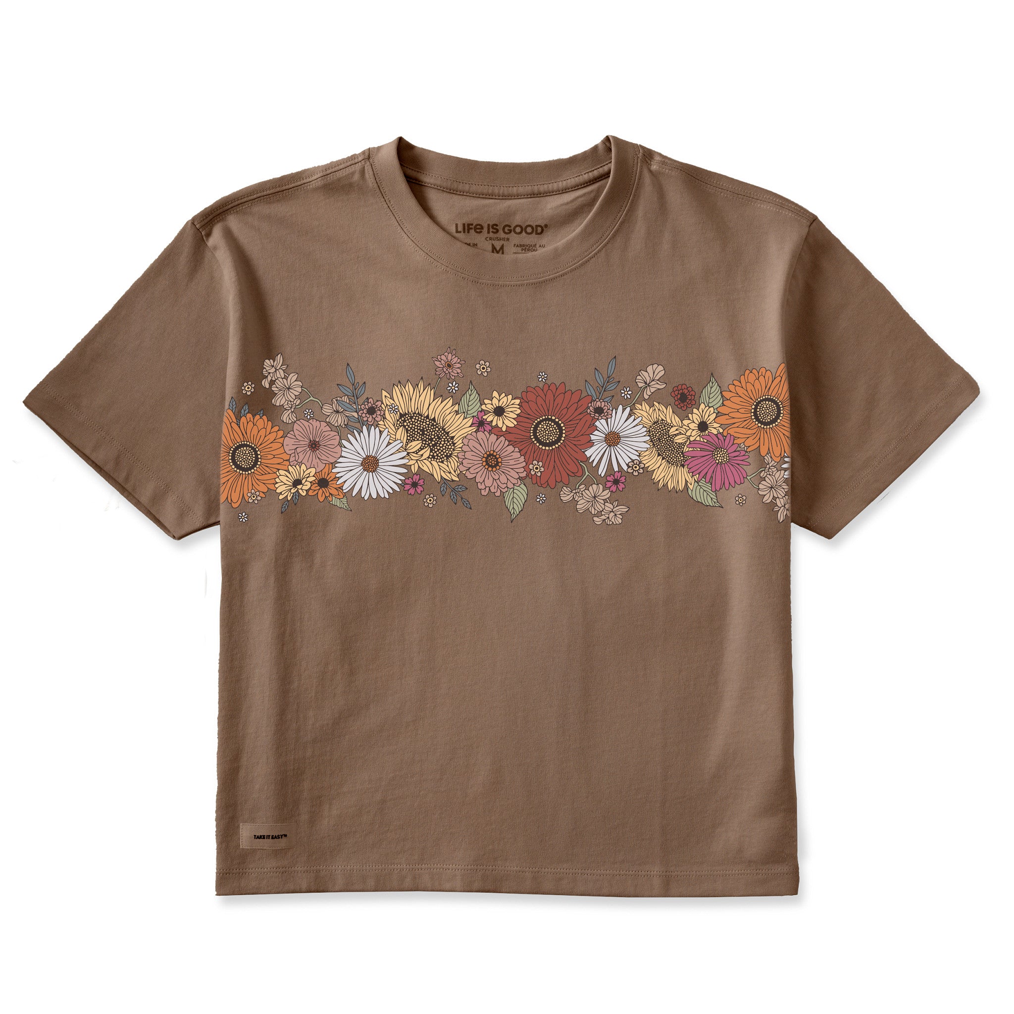 Women's Beautiful Energy Flowers Short Sleeve Crusher Boxy Tee