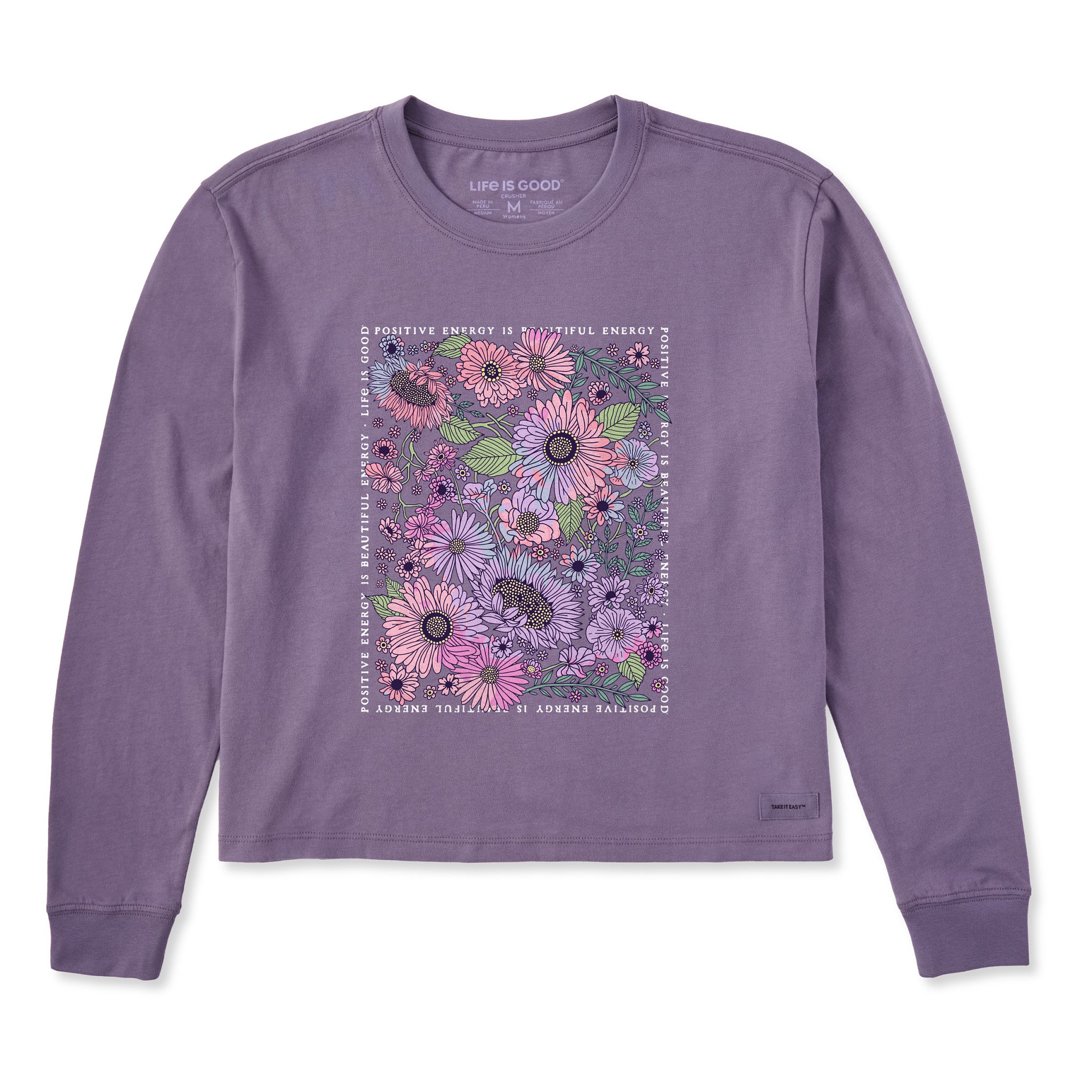 Women's Beautiful Energy Tie Dye Long Sleeve Crusher Boxy Tee