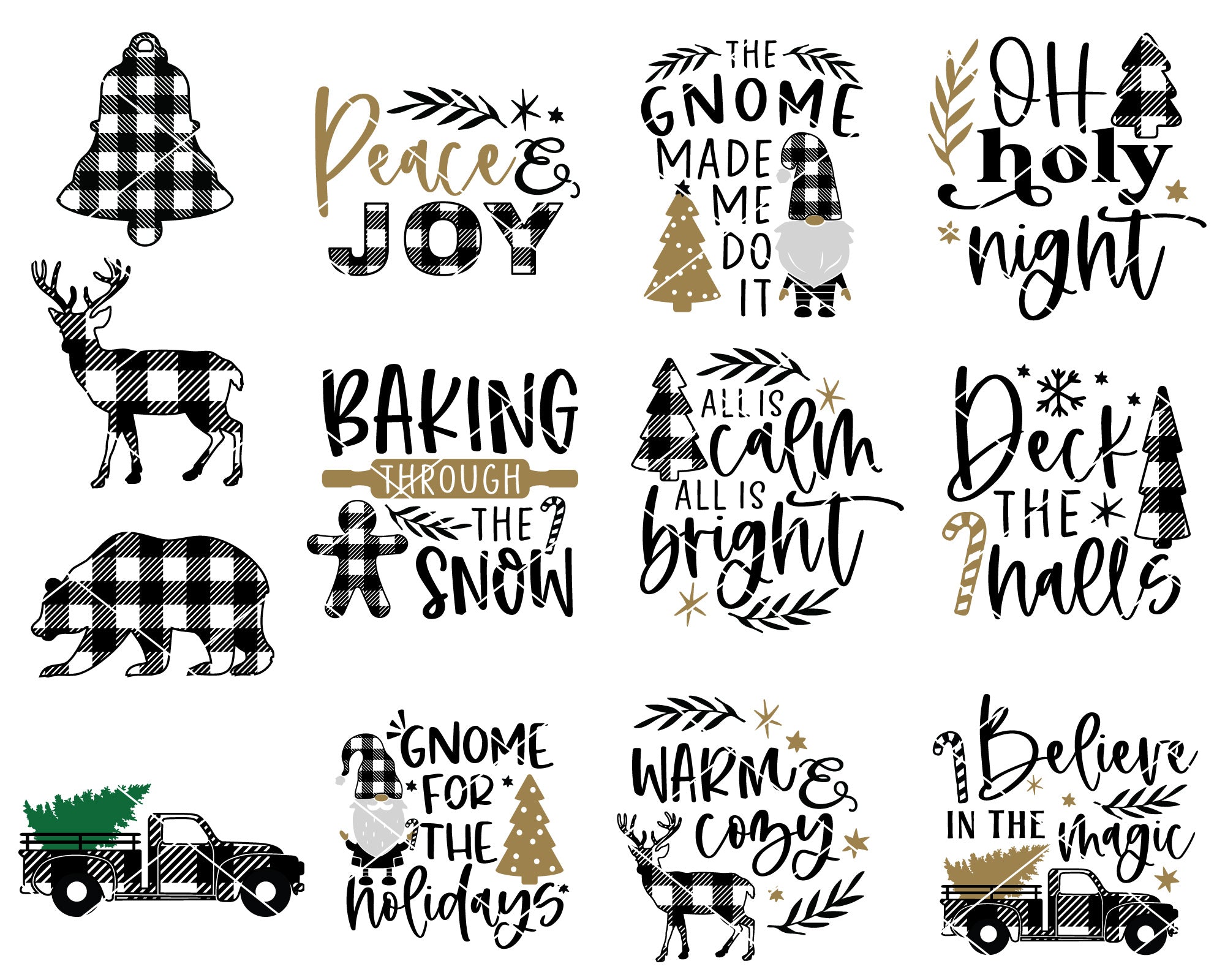 Christmas Plaid Themed SVG Bundle 2