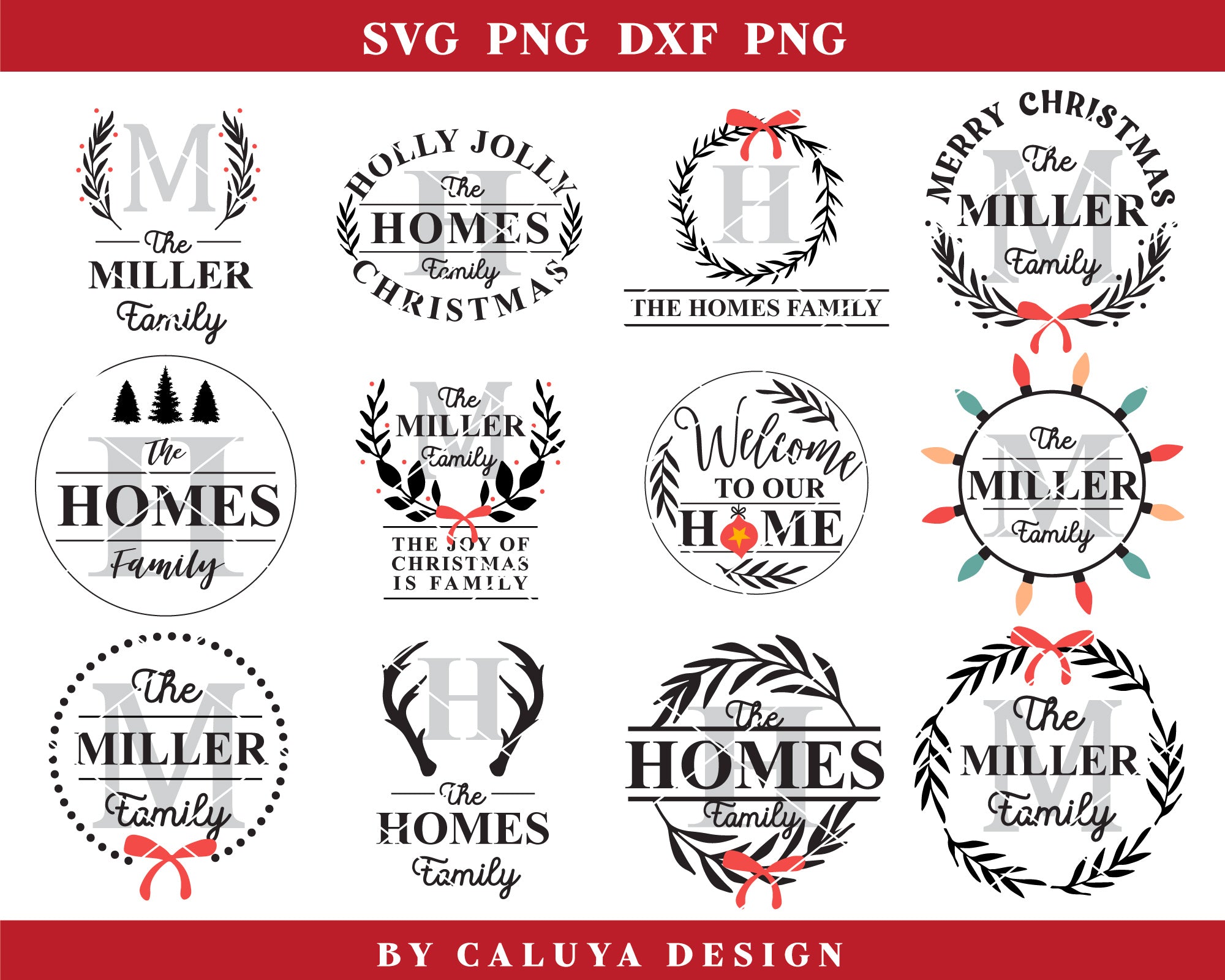 Classic Holiday Family Sign Making Monogram SVG Bundle 3