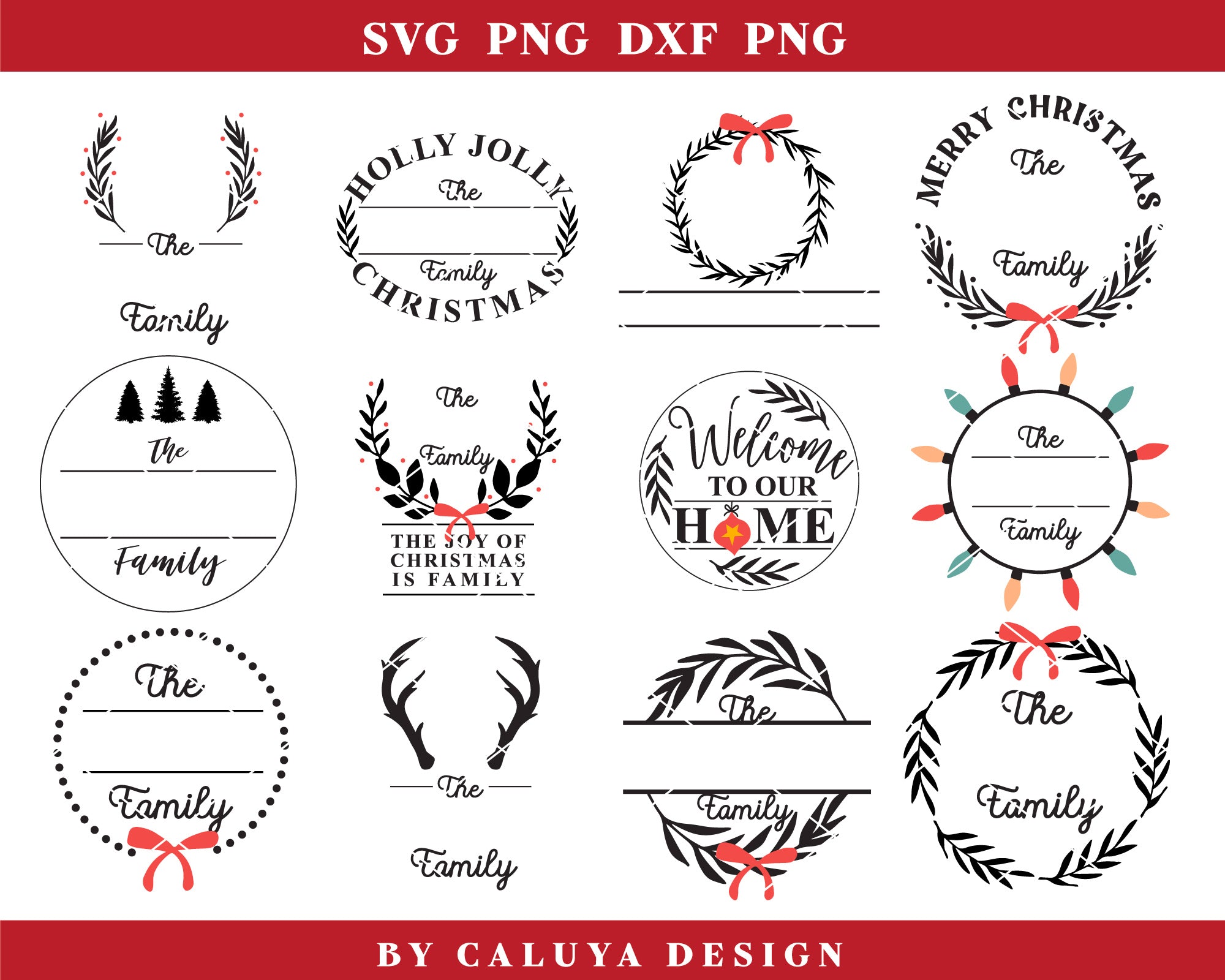 Classic Holiday Family Sign Making Monogram SVG Bundle 5