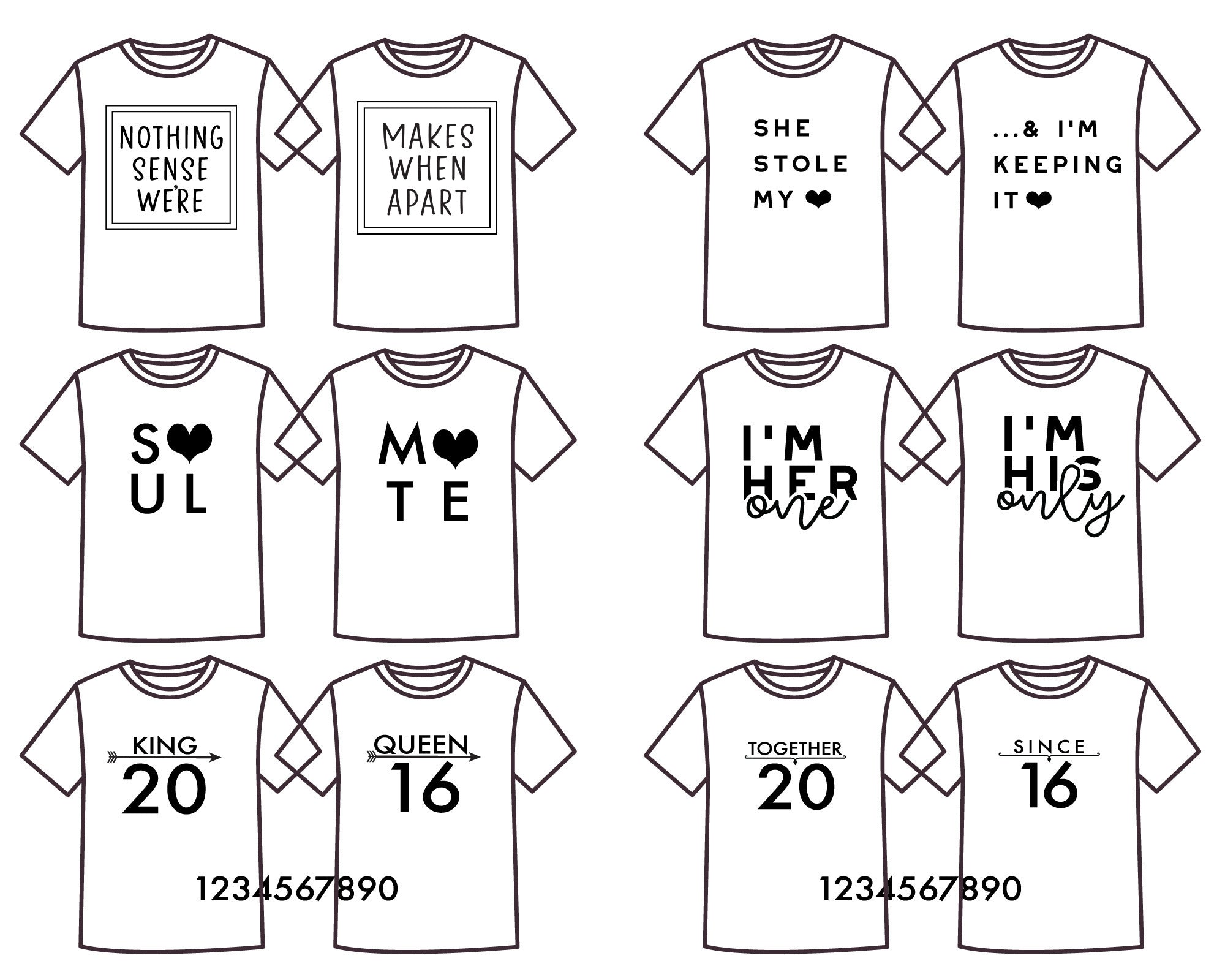Couple T-Shirt Making SVG Bundle 3