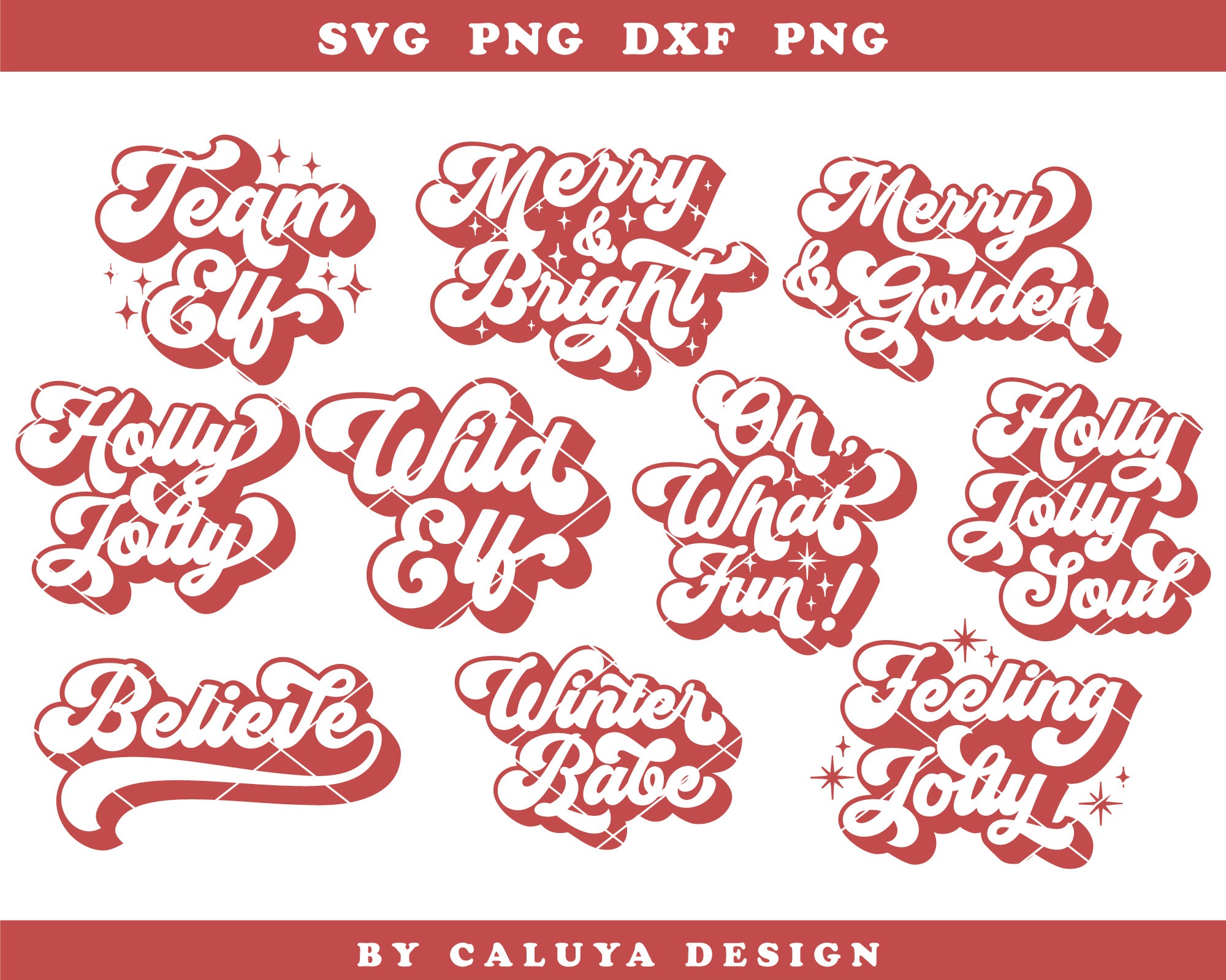 Fun Retro Christmas Quote SVG Bundle | 20 Pack 3