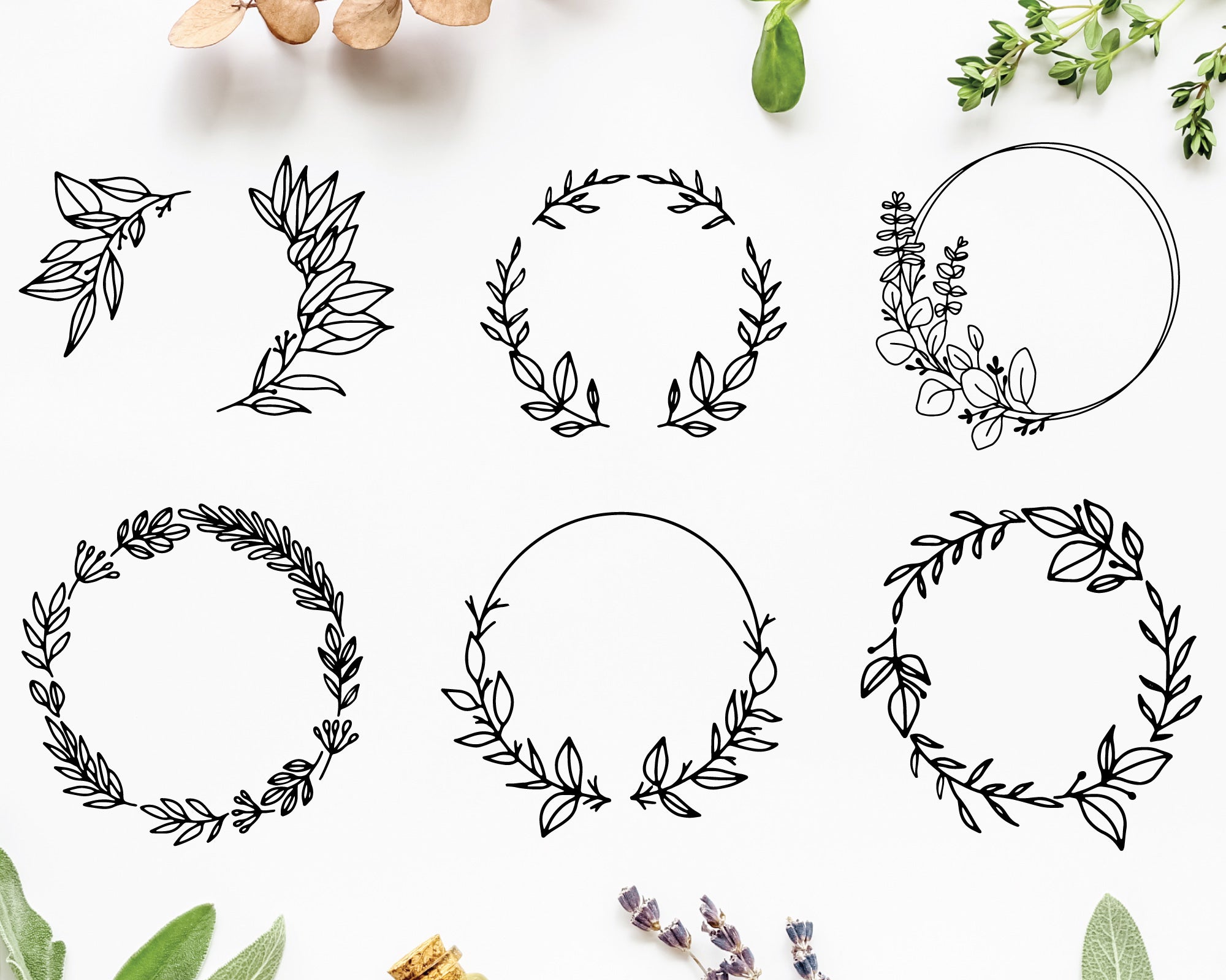 Hand-Drawn Wreath Frame SVG Bundle 2