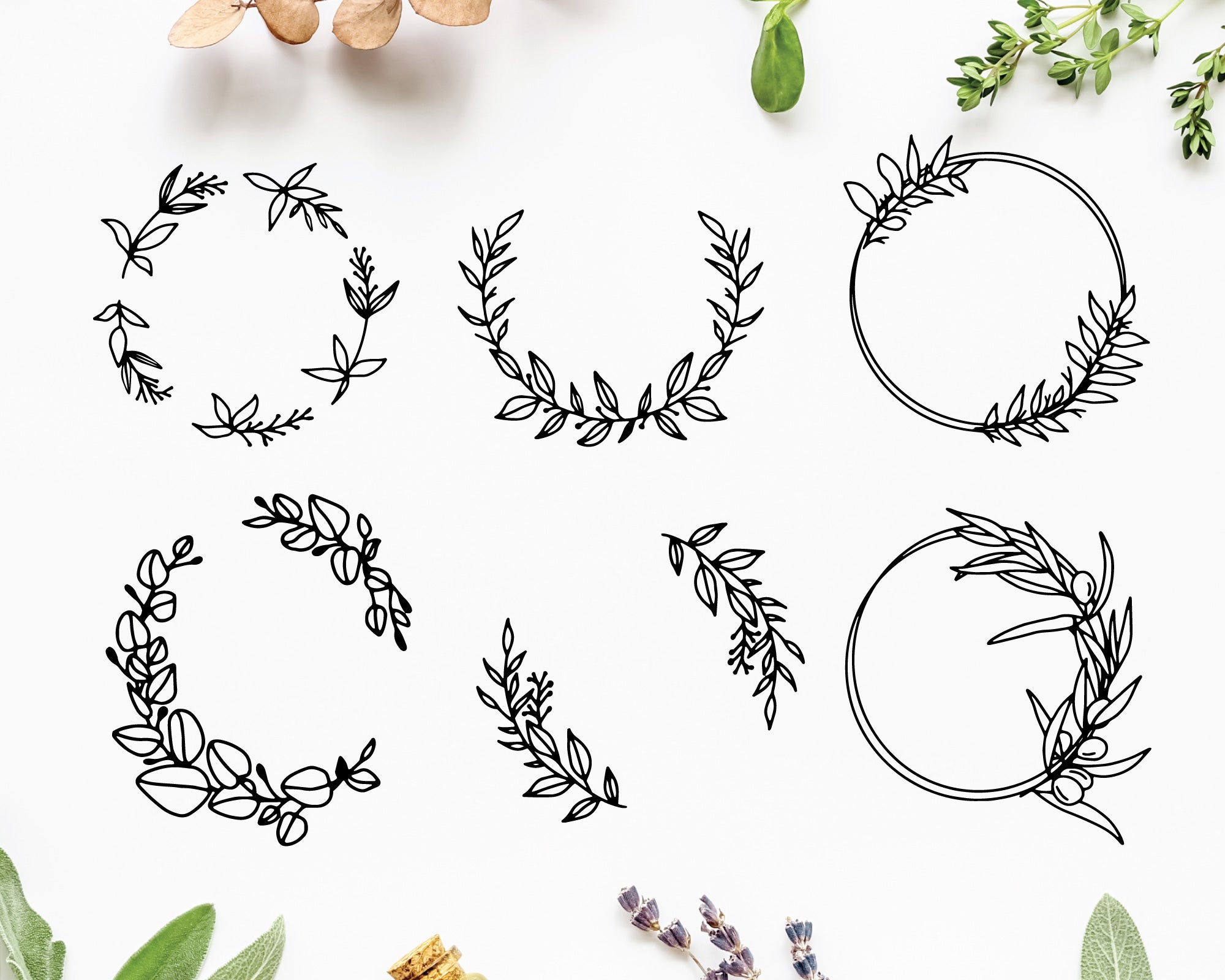Hand-Drawn Wreath Frame SVG Bundle 3