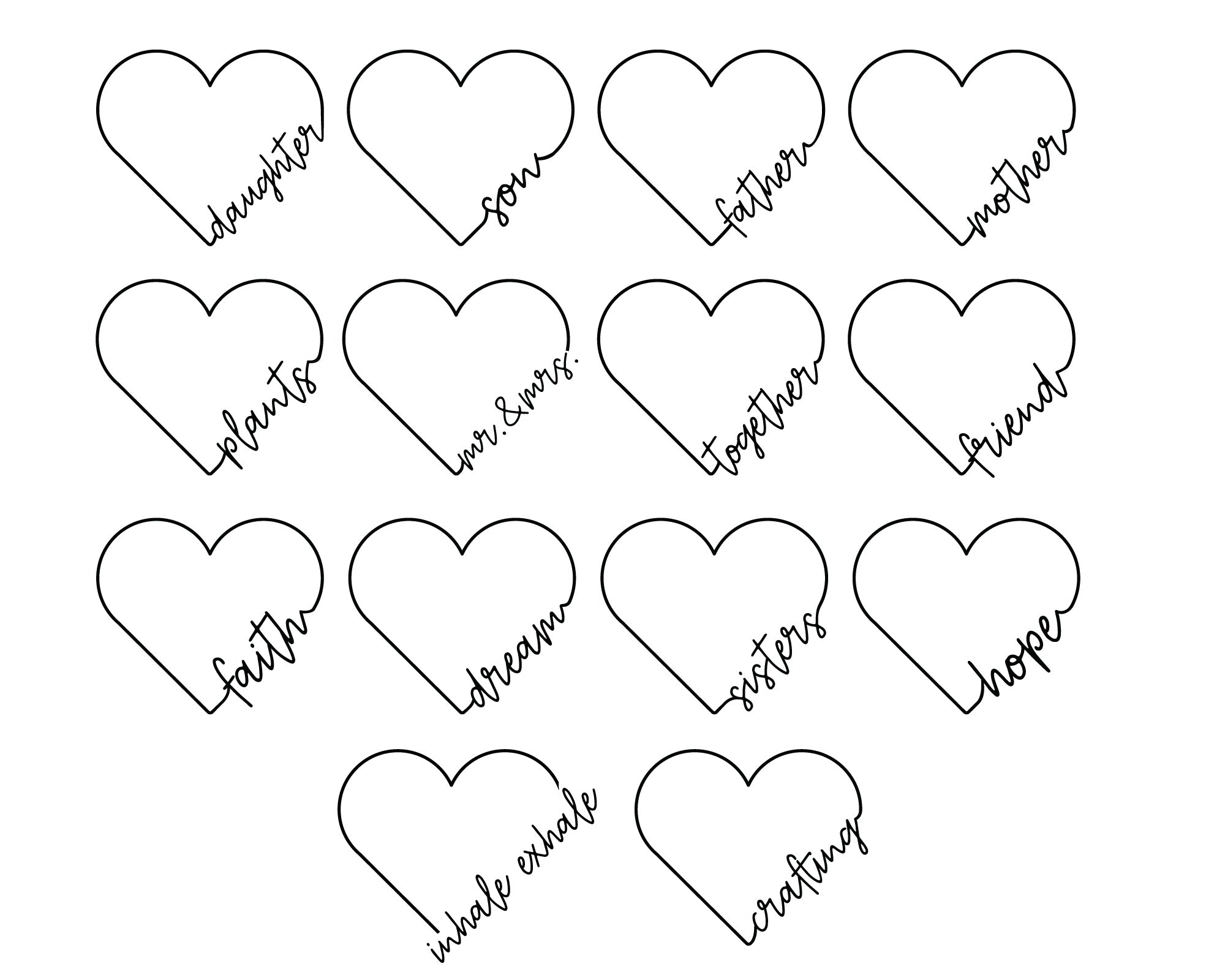 Heart Frame with Words SVG Bundle 2