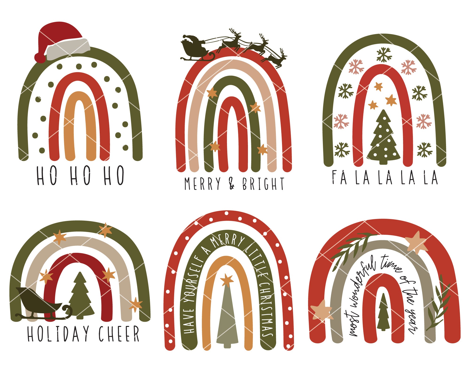 Marry Christmas Boho Rainbow SVG Bundle 2