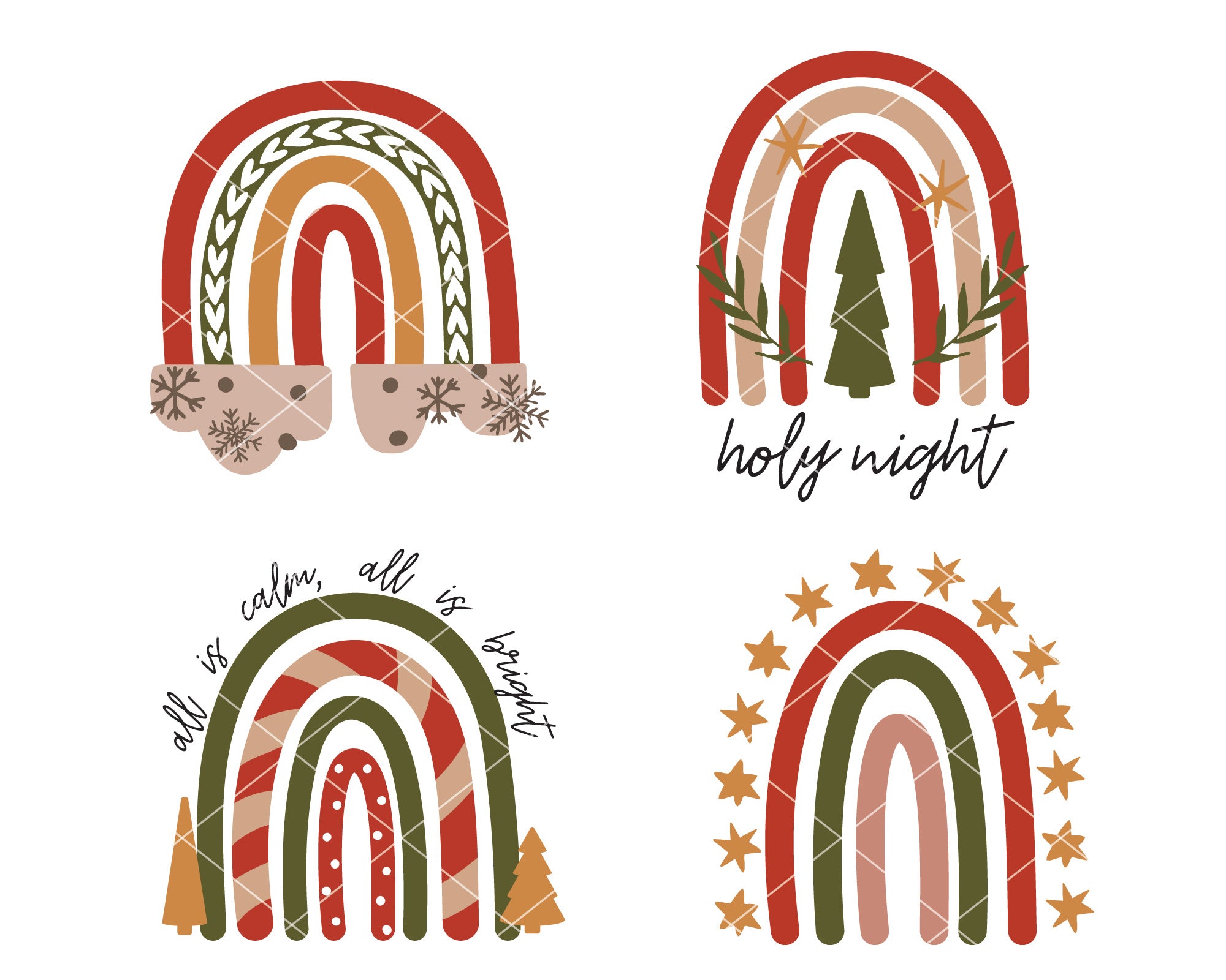 Marry Christmas Boho Rainbow SVG Bundle 3
