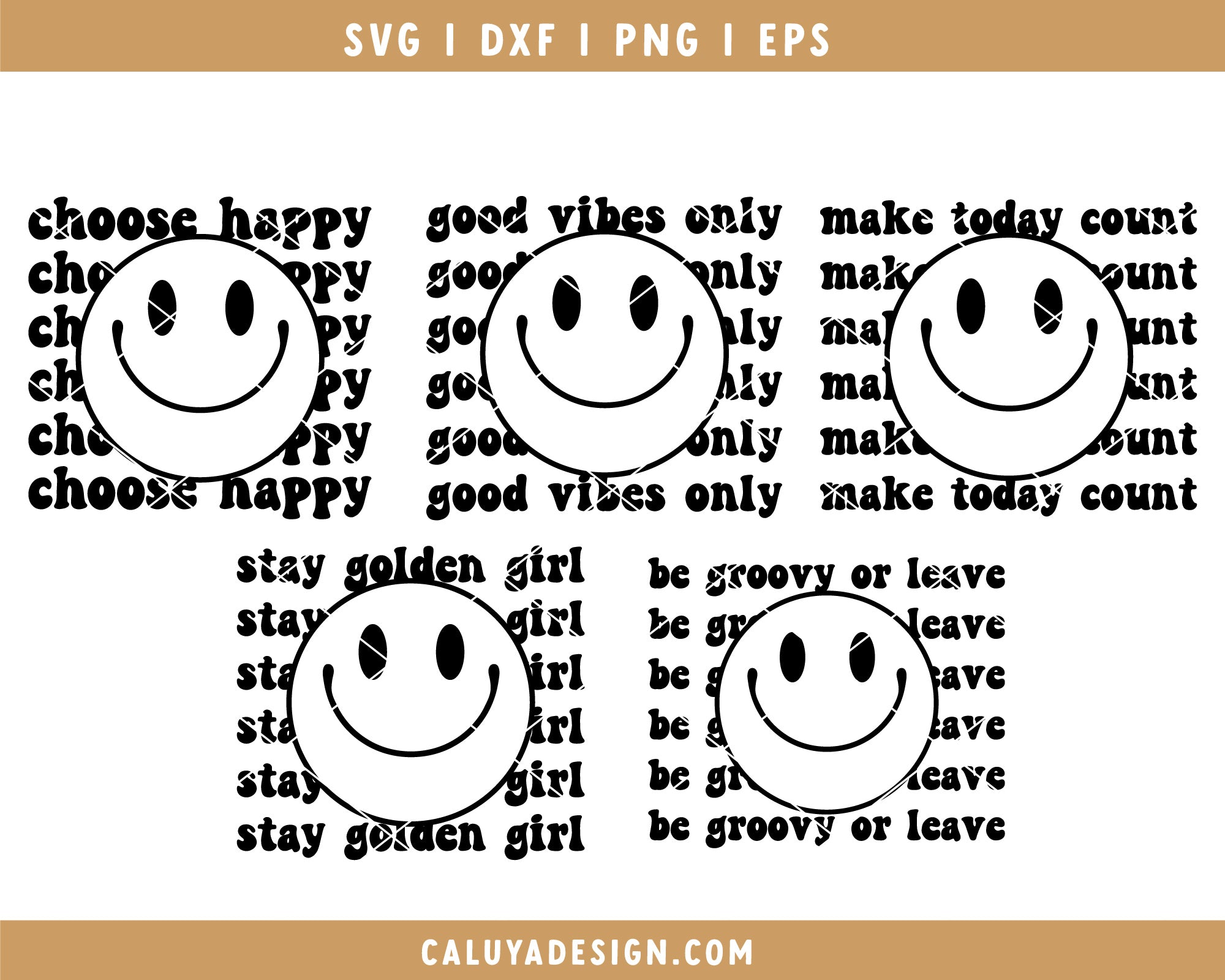 Retro Smiley & Good Vibes Only SVG | 10 Pack 3