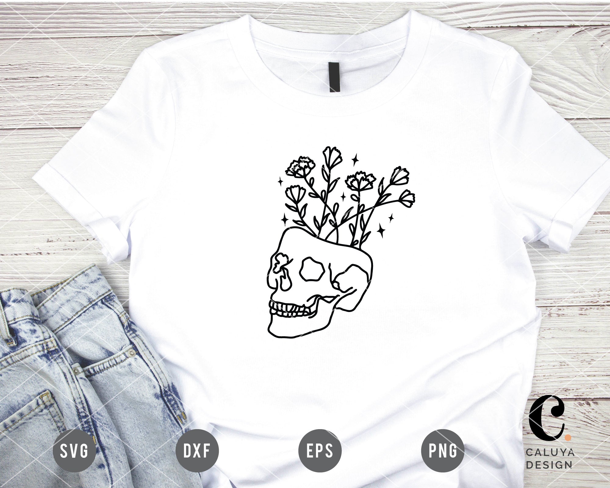 Skull Flower Head SVG 2