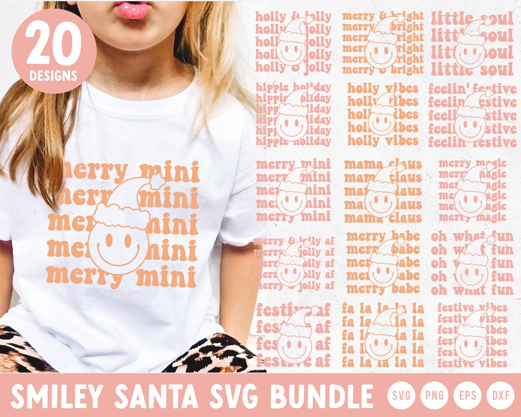 Smiley Face Santa SVG Bundle | 20 Pack