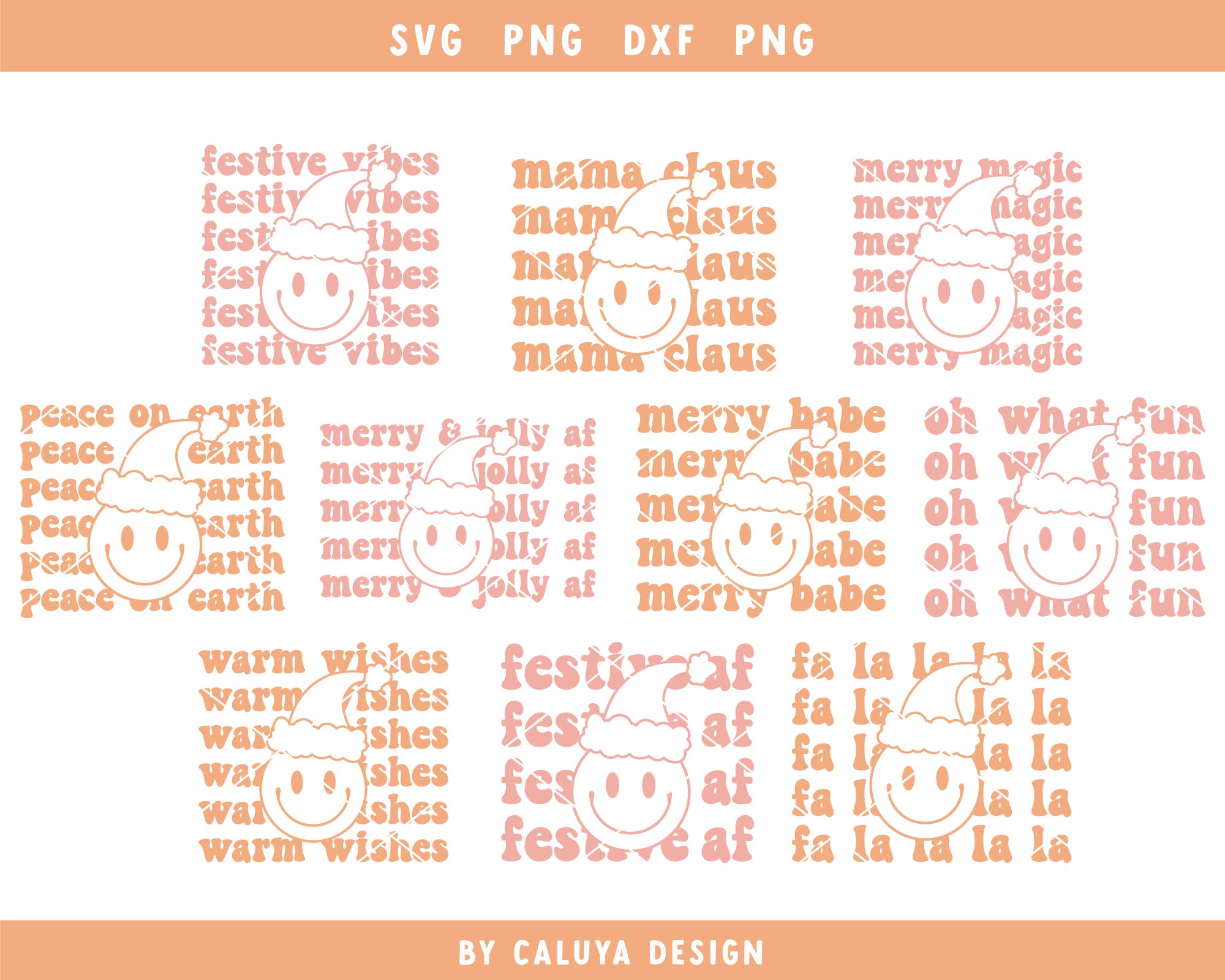 Smiley Face Santa SVG Bundle | 20 Pack 3