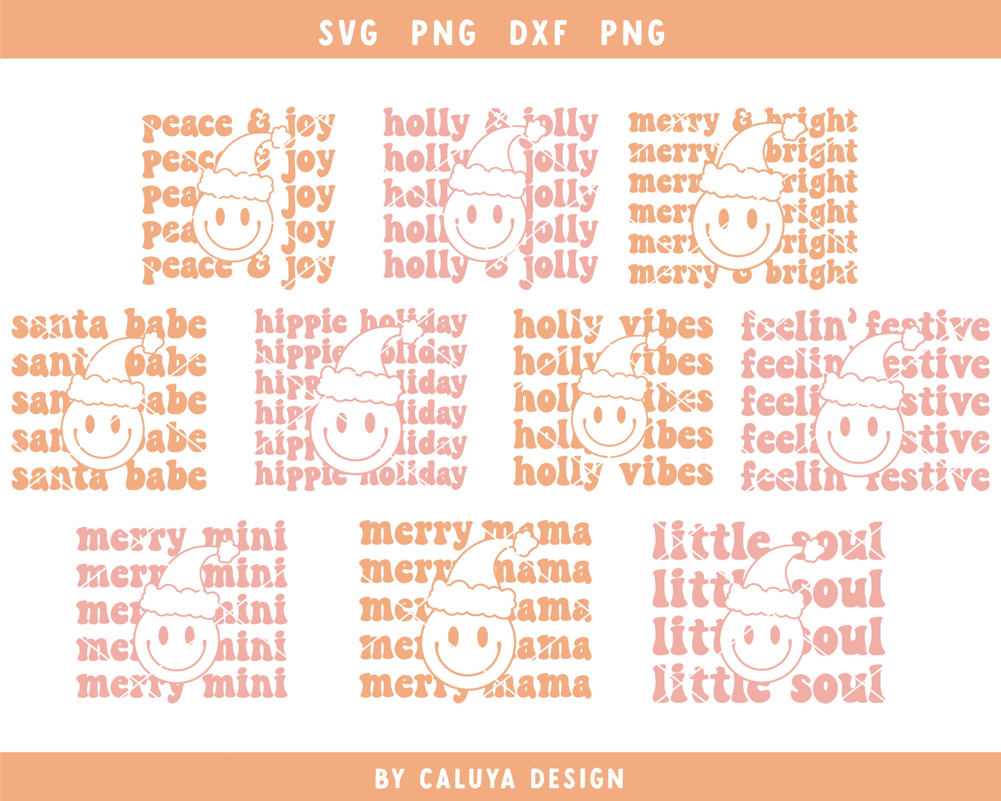 Smiley Face Santa SVG Bundle | 20 Pack 4