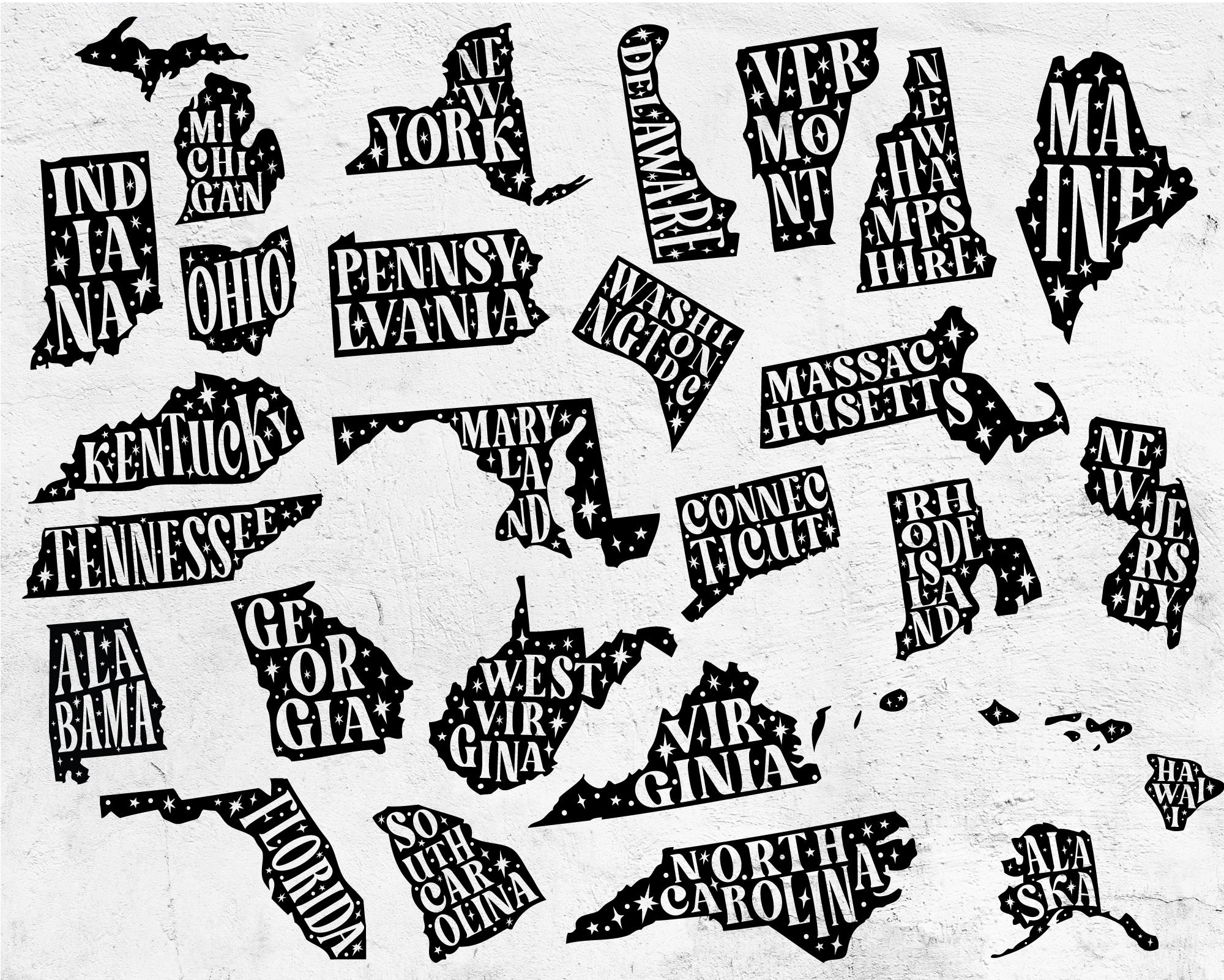 Sparkle 50 State + DC Shape SVG Bundle 2