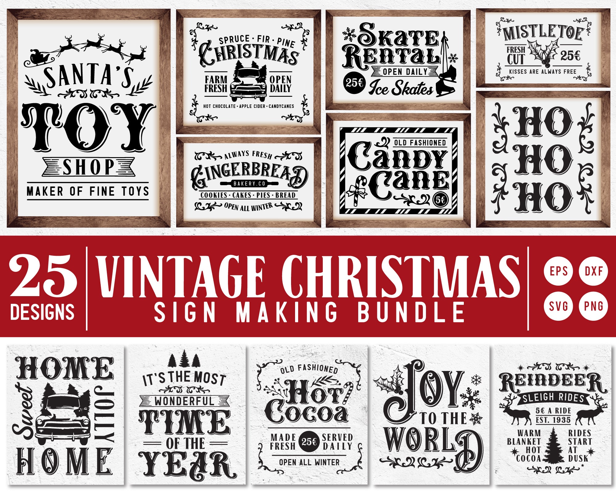 Vintage Christmas Sign Making SVG Bundle Vol.2