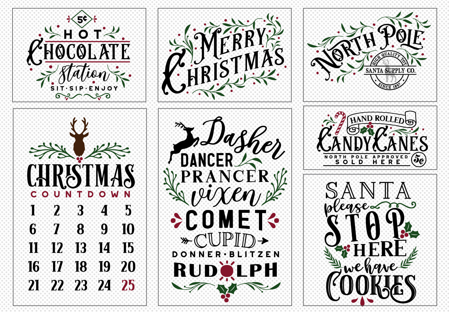 Vintage Christmas Sign Making SVG Bundle | 20 Pack 2